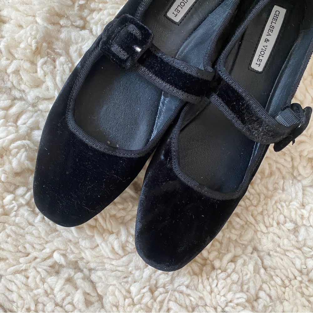Black Velvet Ballerina Mary Jane flats